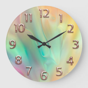 Rose Holograph Abstract  Numbers Green Große Wanduhr