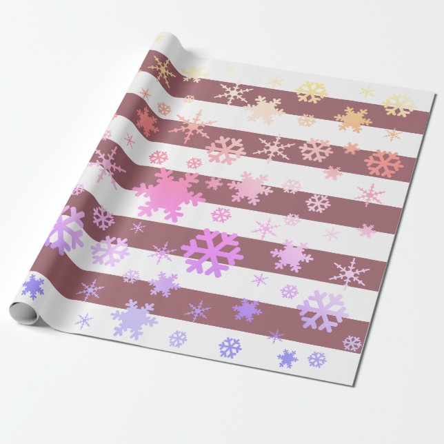 Rose Holographic Christmas Snowflake Pattern Geschenkpapier (Ungerollt)