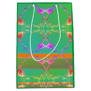 Rose hört auf Apricot & Green Gift Bag Mittlere Geschenktüte