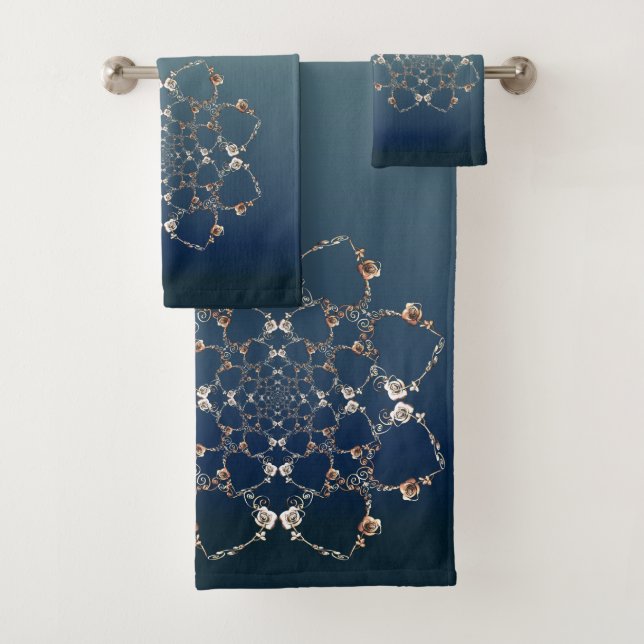 Rose hört auf blauem Handtuch Badhandtuch Set (Insitu)