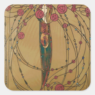 Rose House von Margaret MacDonald MacKintosh Quadratischer Aufkleber