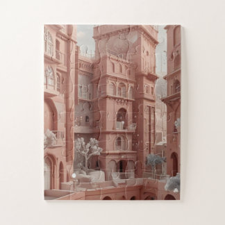 Rose-Hued Sana'a Dreamscape Ai Gemälde Puzzle