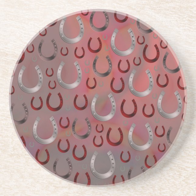 Rose, Hufeisen, Silber, Muster grau, Glück, Patter Getränkeuntersetzer (Vorne)