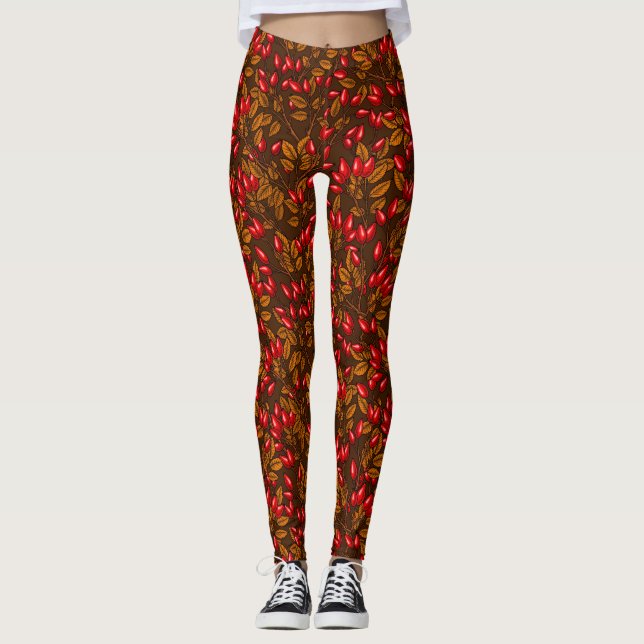 Rose Hüften, braun und rot Leggings (Vorderseite)