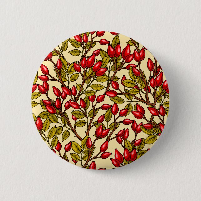 Rose Hüften, rot, grün, gelb Button (Vorderseite)