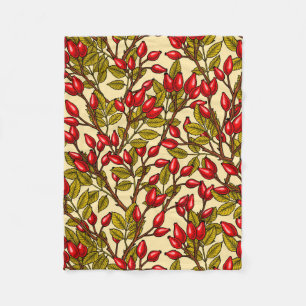 Rose Hüften, rot, grün, gelb Fleecedecke