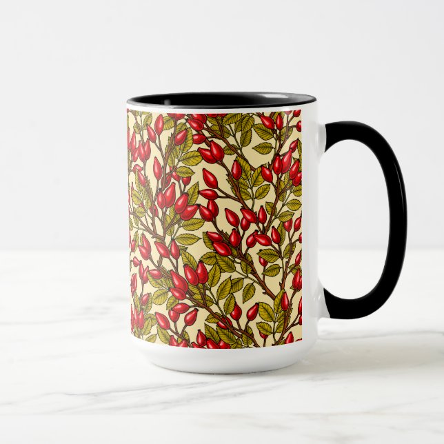 Rose Hüften, rot, grün, gelb Tasse (Rechts)