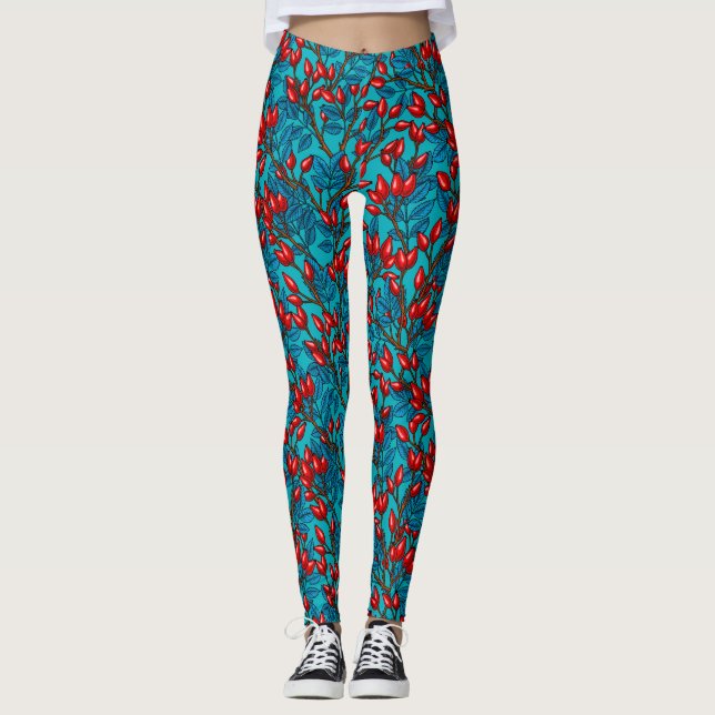 Rose Hüften, rot und blau Leggings (Vorderseite)