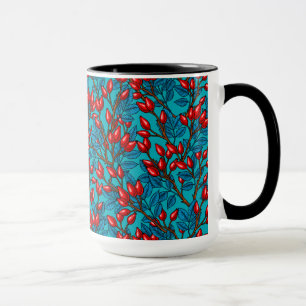 Rose Hüften, rot und blau Tasse
