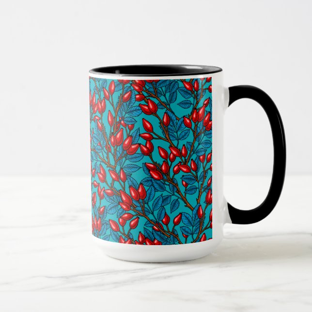 Rose Hüften, rot und blau Tasse (Rechts)