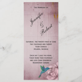 Rose Hummingbird Hochzeitsprogramm Programm