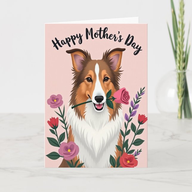 Rose-Hund-Muttertags-Grußkarte Karte (Vorderseite)
