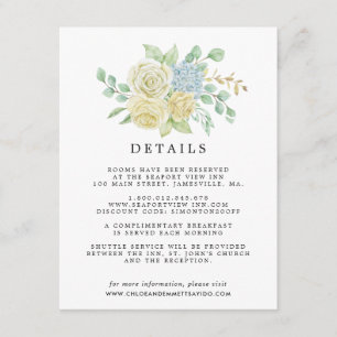 Rose Hydrangea Floral Wedding Gastdetails Begleitkarte