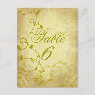 Rose II Vintage Crackle-Tischnummer Postkarte