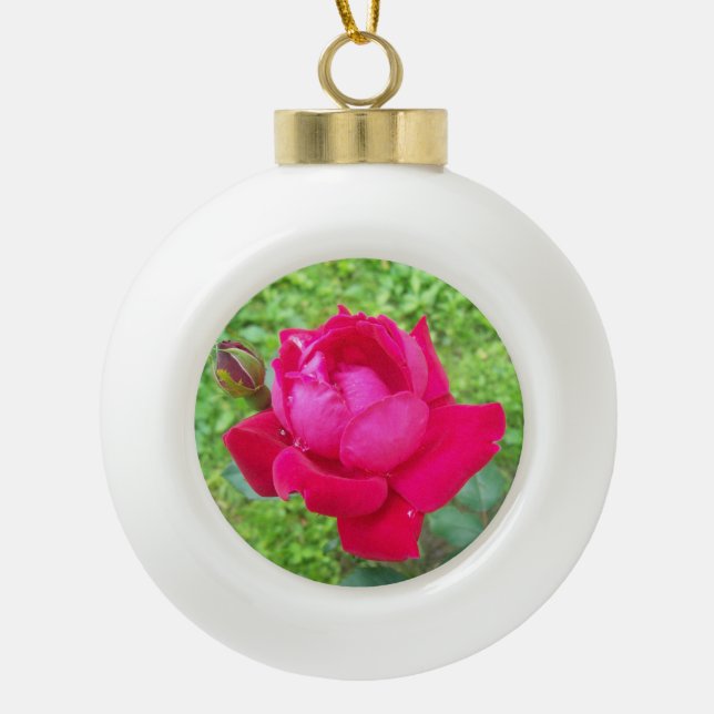 Rose im Blut Keramik Kugel-Ornament (Vorderseite)