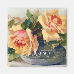 Rose im Bowl Vintag Art Magnet
