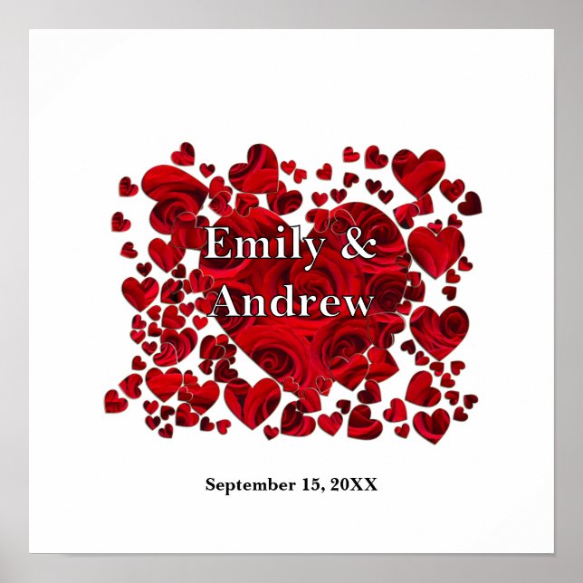 Rose im Braut- und Körperherz drucken Poster (Vorne)