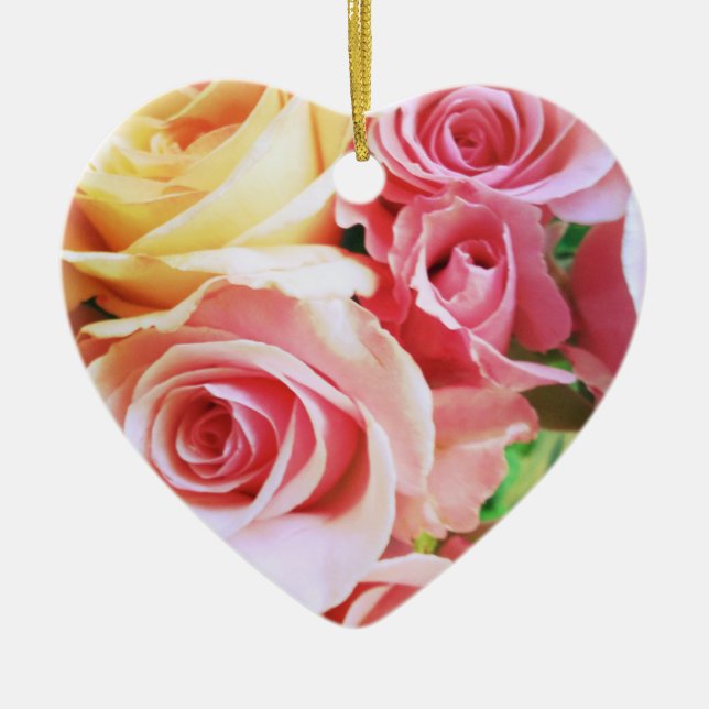 Rose im Herzen Keramikornament (Vorne)