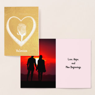 Rose im Herzrhythmus, Foto und Zitat hinzufügen Folienkarte