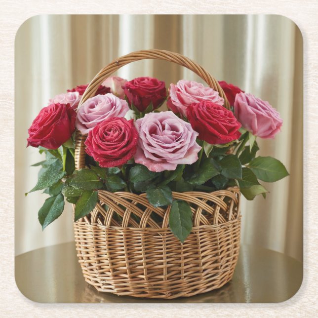 Rose im Untersetzer-Set Rechteckiger Pappuntersetzer (Vorderseite)