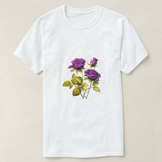  Rose Image -Mystical Elegance Floral Illustration T-Shirt (Design vorne)