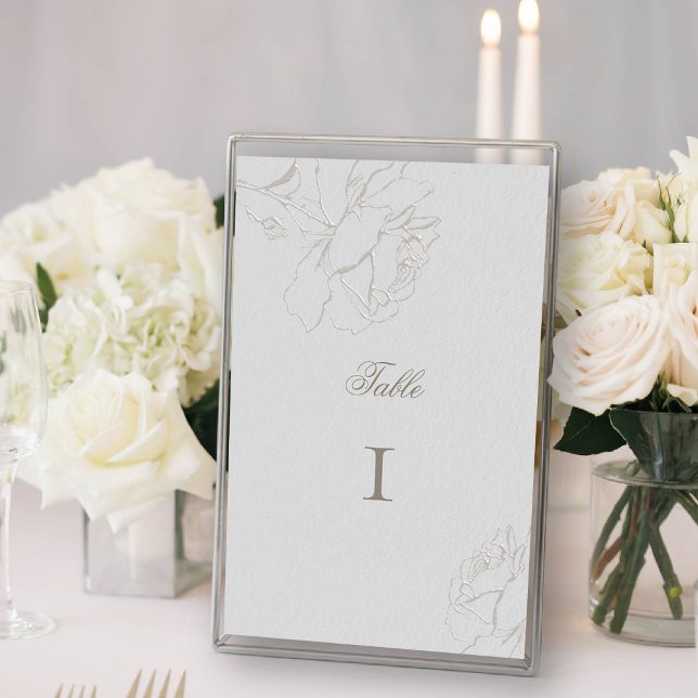 Rose Imitate Embossed Elfenbein Formal Elegante Ho Tischnummer (roses wedding table number card faux embossed ivory formal modern classic elegant black tie regal)