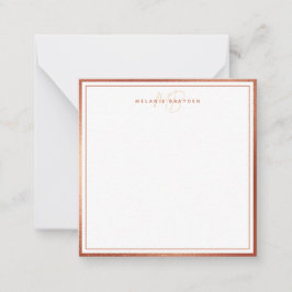 Rose Imitate Gold Fohlen Minimalistisch Monogramm  Mitteilungskarte