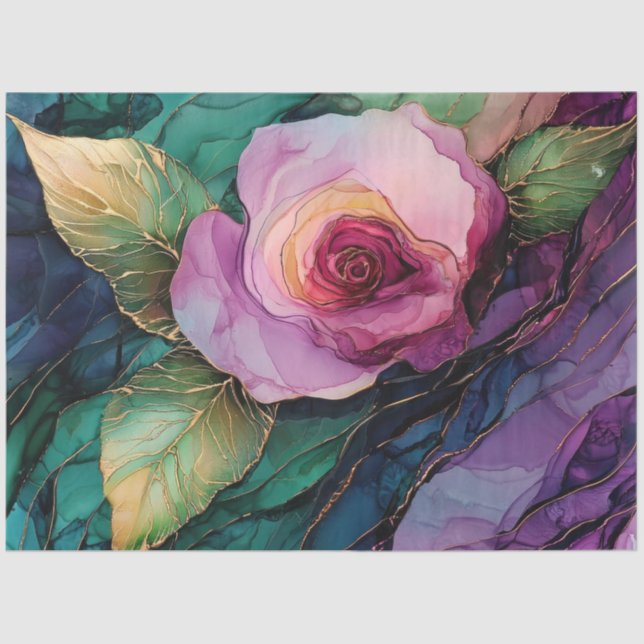 Rose in Alcohol Ink Series Design #19 Seidenpapier (Vorderseite)