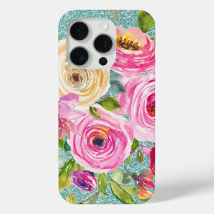 Rose in Aqua-Tal Rosa Creme Glitzer Case-Mate iPhone Hülle