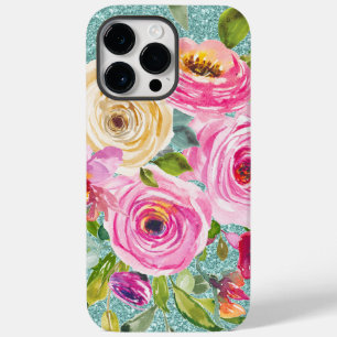 Rose in Aqua-Tal Rosa Creme Glitzer Case-Mate iPhone 14 Pro Max Hülle