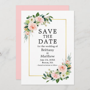 Rose in Aquarellfarben - Rosa Rahmen Save The Date