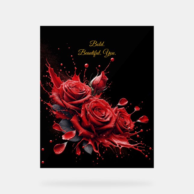 Rose in Bloom - Eleganter Geburtstag Acrylschild (Vorderseite)
