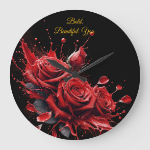 Rose in Bloom - Eleganter Geburtstag Große Wanduhr