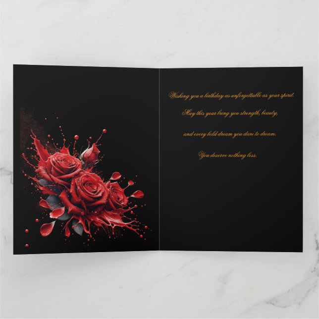 Rose in Bloom - Eleganter Geburtstag Karte (Innenseite)