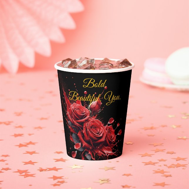 Rose in Bloom - Eleganter Geburtstag Pappbecher (Insitu)