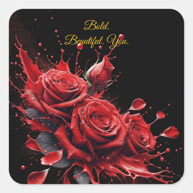 Rose in Bloom - Eleganter Geburtstag Quadratischer Aufkleber (Vorderseite)