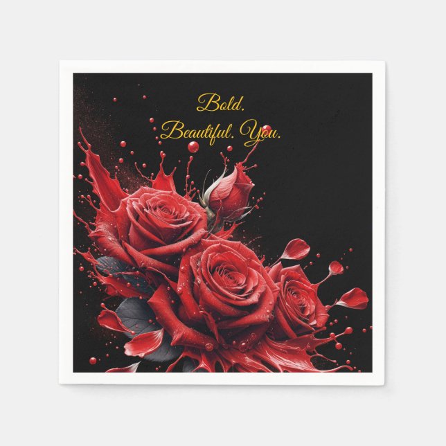 Rose in Bloom - Eleganter Geburtstag Serviette (Vorderseite)