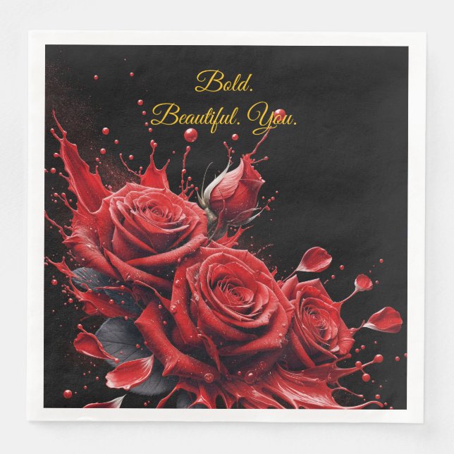 Rose in Bloom - Eleganter Geburtstag Serviette (Vorderseite)