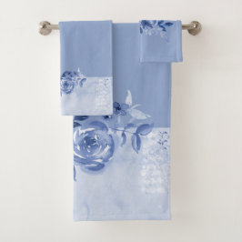 Rose in Blu und Blau Badhandtuch Set