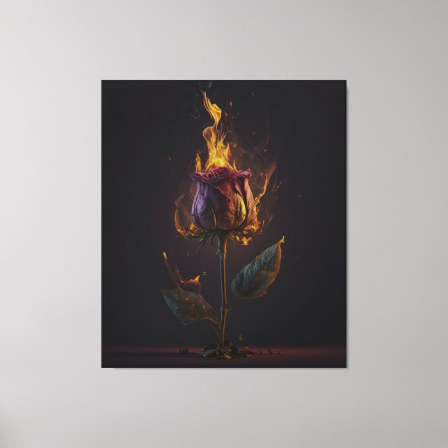 Rose in Brand Leinwanddruck (Vorderseite)