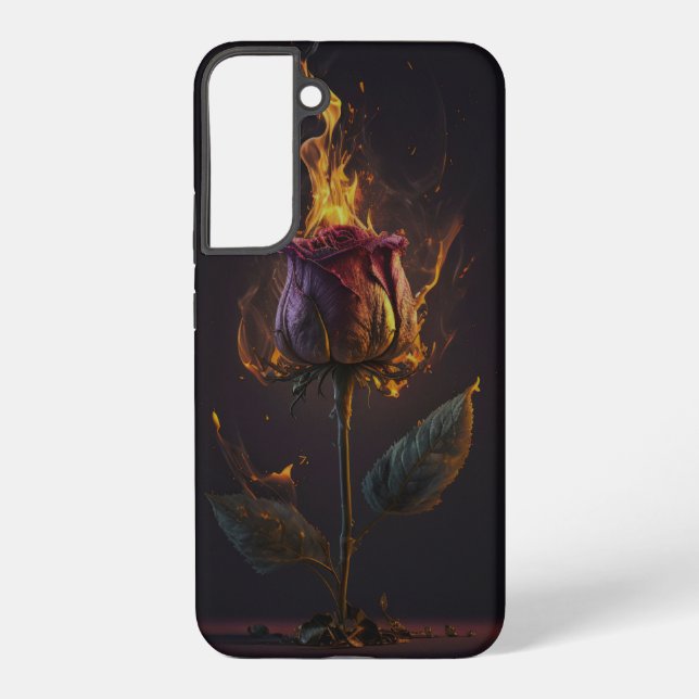 Rose in Brand Samsung Galaxy Hülle (Rückseite)