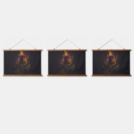 Rose in Brand Wandteppich Mit Holzrahmen