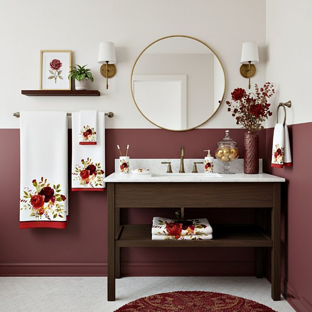 Rose in Burgund und Rot Badhandtuch Set (Von Creator hochgeladen)