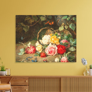 Rose in einem Korb - Josef Neugebauer Leinwanddruck