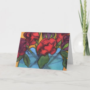 Rose in einer Blue Vase-Geburtstagskarte Karte