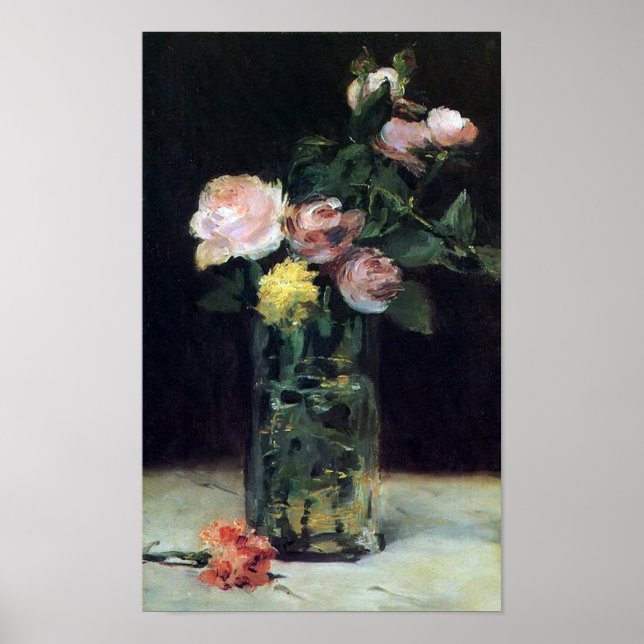 Rose in einer Glasvase - Stillleben durch Manet Pr Poster (Vorne)