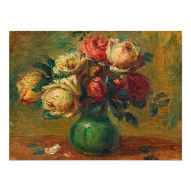 Rose in einer Vase von Pierre-Auguste Renoir Fotodruck (Vorne)