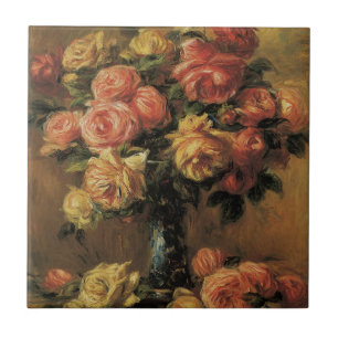 Rose in einer Vase von Pierre Renoir, Vintage Kuns Fliese