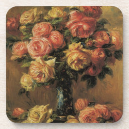 Rose in einer Vase von Pierre Renoir, Vintage Kuns Getränkeuntersetzer