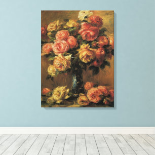 Rose in einer Vase von Pierre Renoir, Vintage Kuns Leinwanddruck